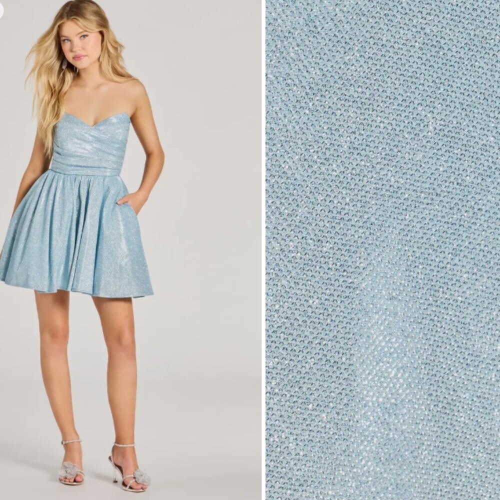 Windsor NWT strapless sweetheart neckline blue glitter mini dress size S